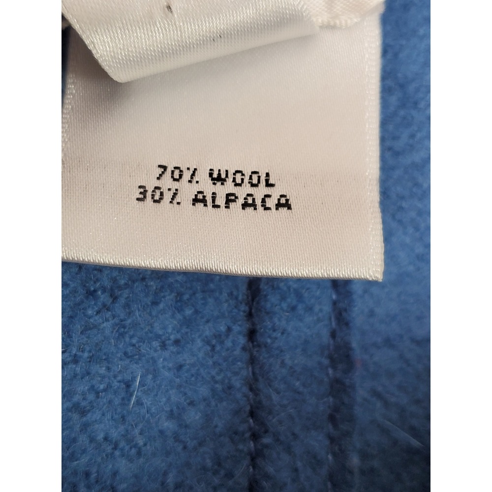 Talbots Jacket Blue Boiled Wool Alpaca Blend Button Front Peter Pan Collar Med - Picture 7 of 8